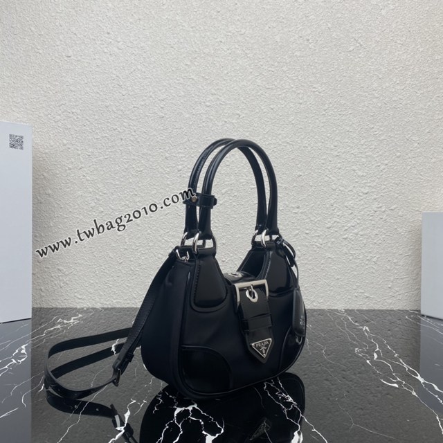 Prada專櫃新款Moon手袋 1BA381 普拉達手提肩背黑色女士手提包 csp1636